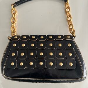 Maxx New York Black and Gold Studded Shoulder Bag